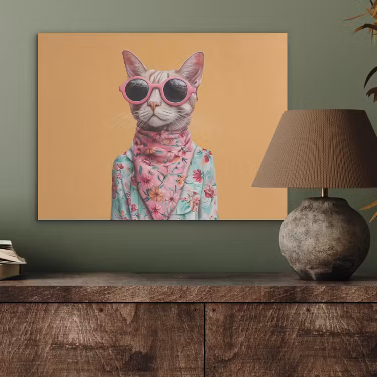 Zonnebril - Kat - Sjaal - Bloemen PET vilt klein -sfeer2