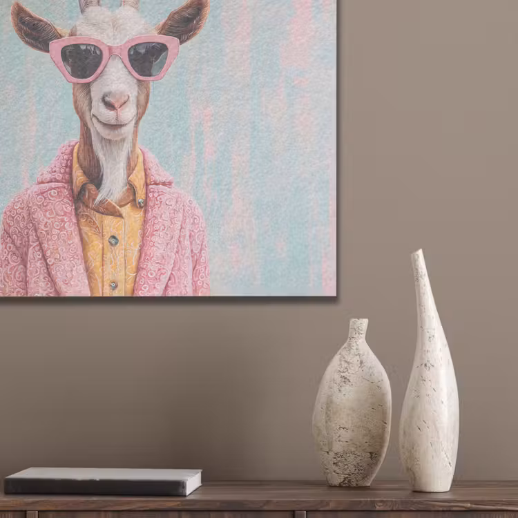 Zonnebril - Roze - Geit - Horen PET vilt klein -sfeer6_closeup