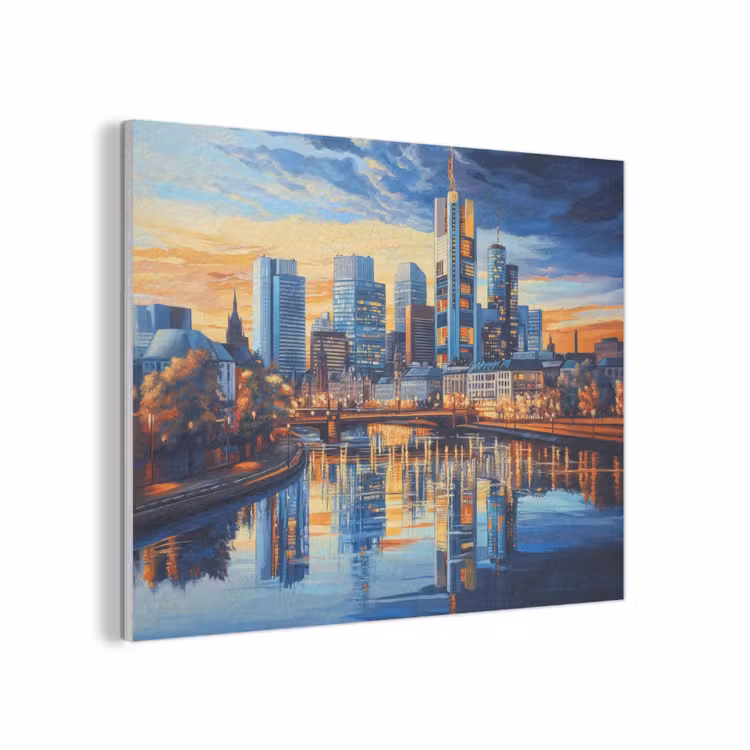 Zonsondergang Frankfurt - Stad - Skyline - Water PET vilt klein -3d