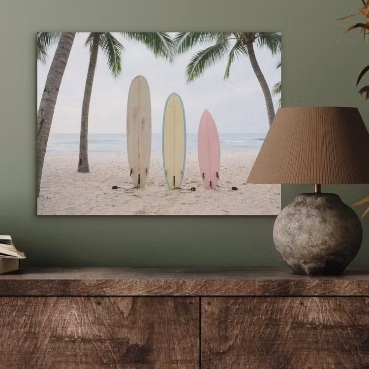 Surfboard - Palmbomen - Kleurrijk PET vilt klein -sfeer2