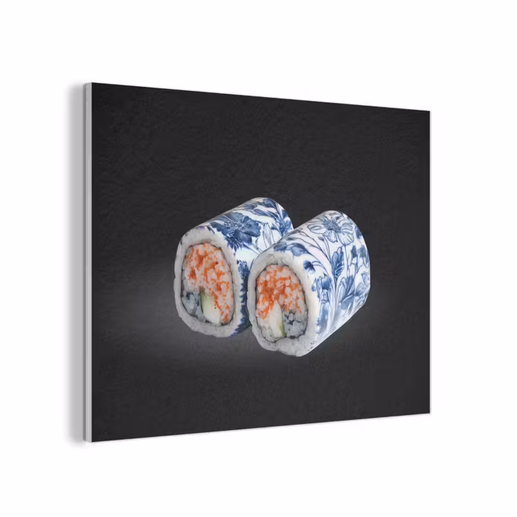 Sushi - Delfts blauw - Rijst - Vis - Elegant PET vilt klein -3d