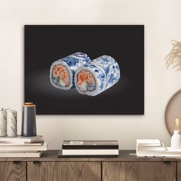 Sushi - Delfts blauw - Rijst - Vis - Elegant PET vilt klein -sfeer1