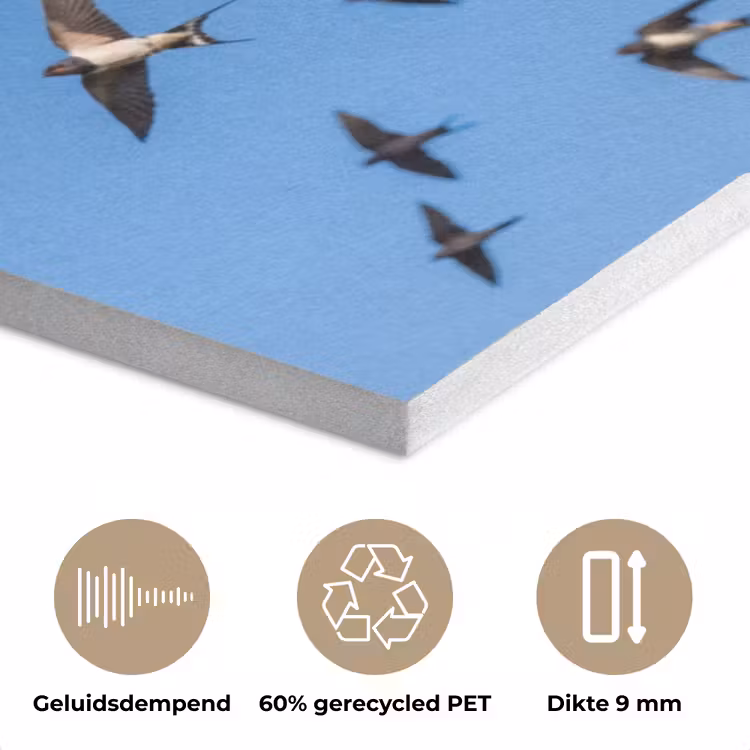 Zwaluwen - Vliegen - Blauw PET vilt klein -closeup_NL