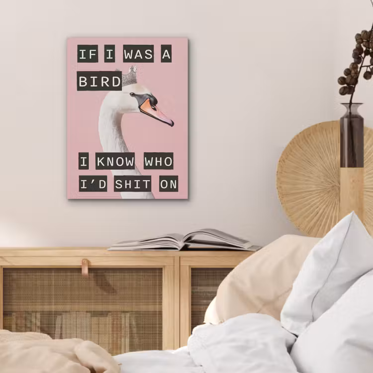 Zwaan - Vogel - Decoratie - Roze PET vilt klein -sfeer3