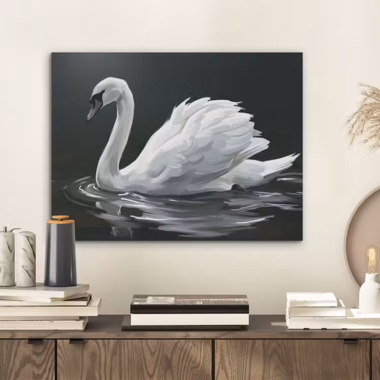 Zwaan - Water - Natuur - Realistisch - Wit PET vilt klein -sfeer1