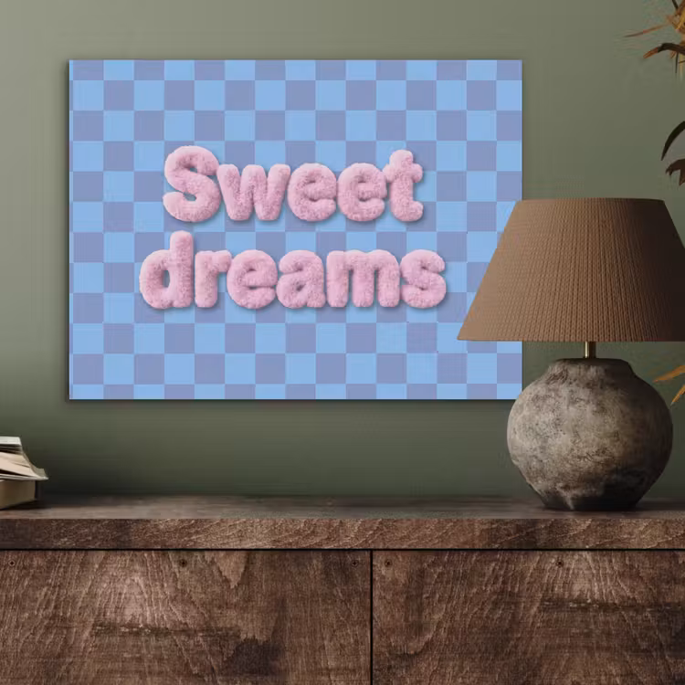 Sweet dreams - Vierkanten - Roze - Blauw PET vilt klein -sfeer2
