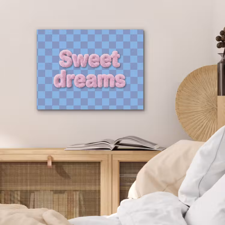 Sweet dreams - Vierkanten - Roze - Blauw PET vilt klein -sfeer3