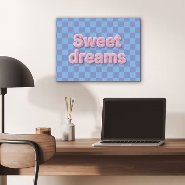 Sweet dreams - Vierkanten - Roze - Blauw PET vilt klein -sfeer5