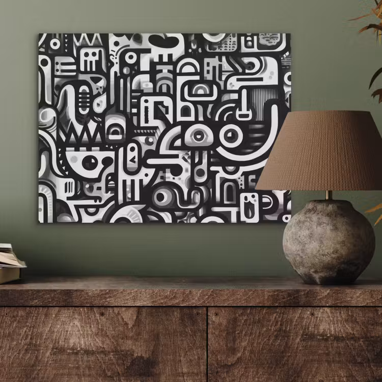Symbolen - Abstract - Grafisch - Zwart PET vilt klein -sfeer2