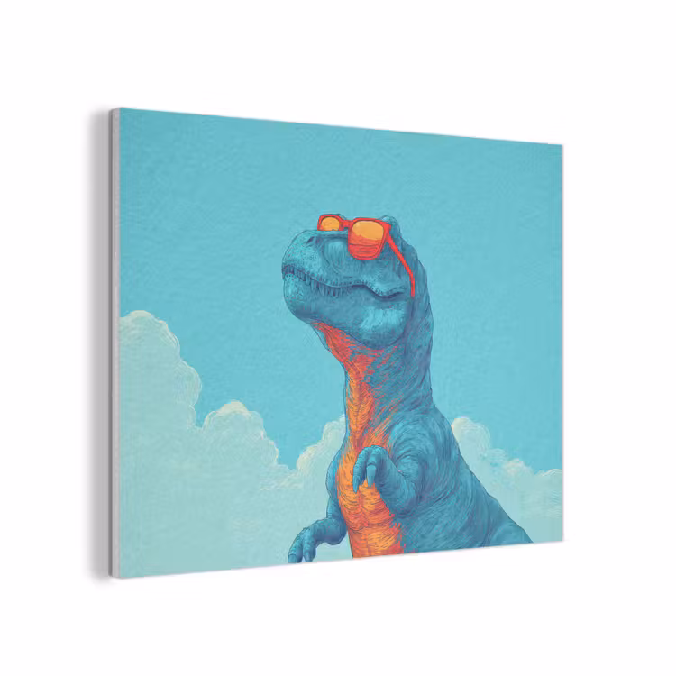 T-Rex - Blauw - Wolken - Zonnebril PET vilt klein -3d