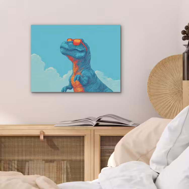 T-Rex - Blauw - Wolken - Zonnebril PET vilt klein -sfeer3