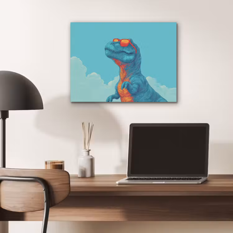 T-Rex - Blauw - Wolken - Zonnebril PET vilt klein -sfeer5