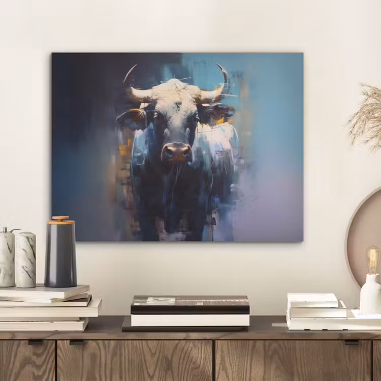 Stier - Zwart - Abstract - Horens PET vilt klein -sfeer1