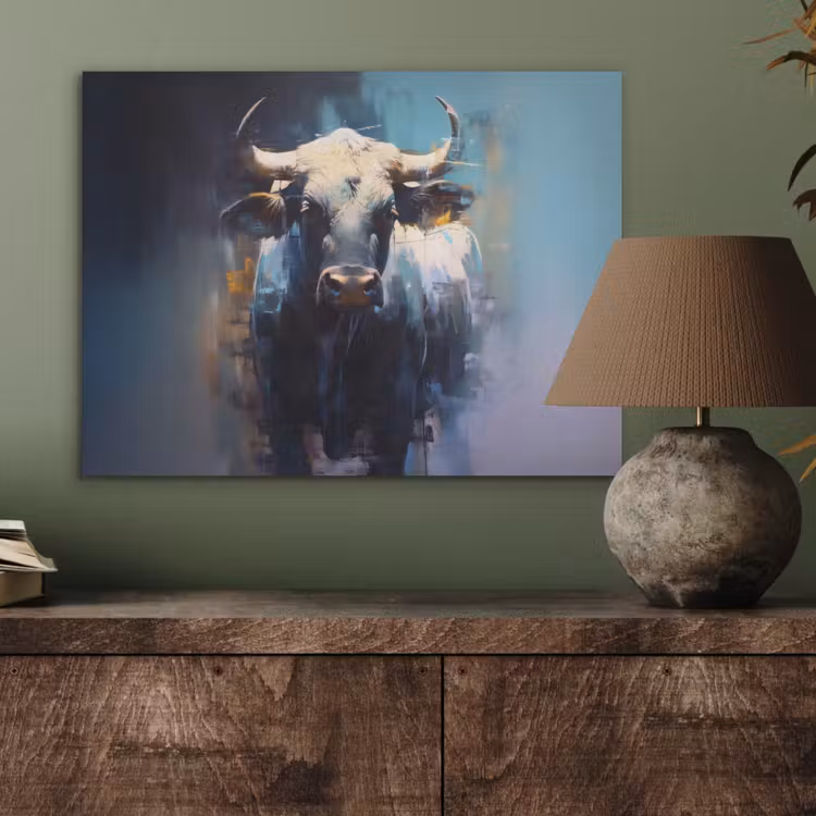 Stier - Zwart - Abstract - Horens PET vilt klein -sfeer2