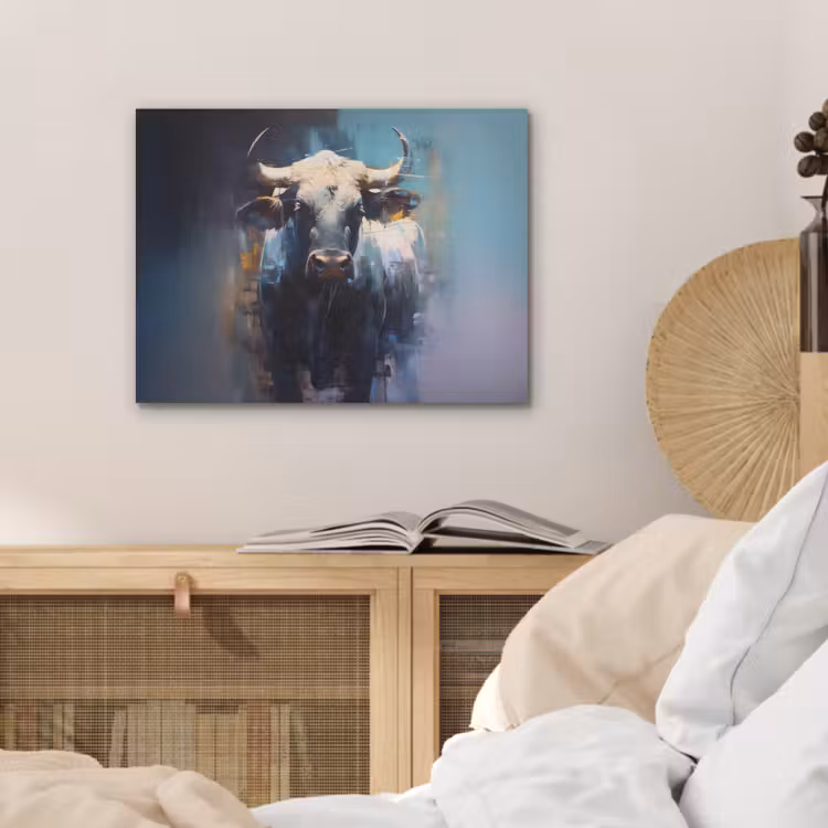 Stier - Zwart - Abstract - Horens PET vilt klein -sfeer3