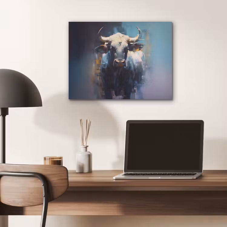 Stier - Zwart - Abstract - Horens PET vilt klein -sfeer5