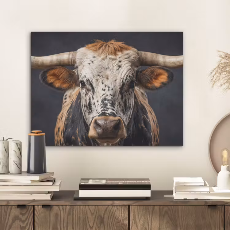 Stier - Kleurrijk - Hoorns PET vilt klein -sfeer1
