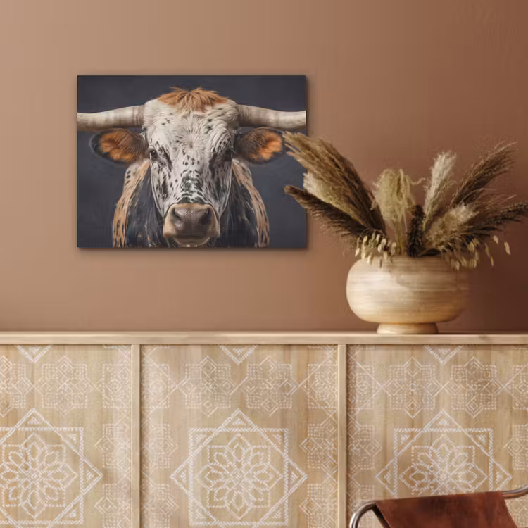 Stier - Kleurrijk - Hoorns PET vilt klein -sfeer4