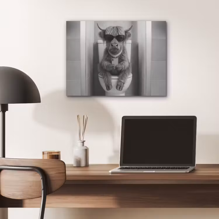 Stier - Telefoon - Toilet - Zwart - Wit PET vilt klein -sfeer5