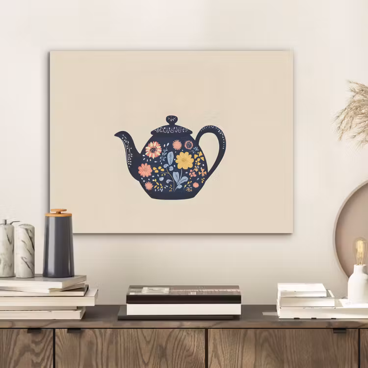Theepot - Kleurrijk - Bloemen PET vilt klein -sfeer1