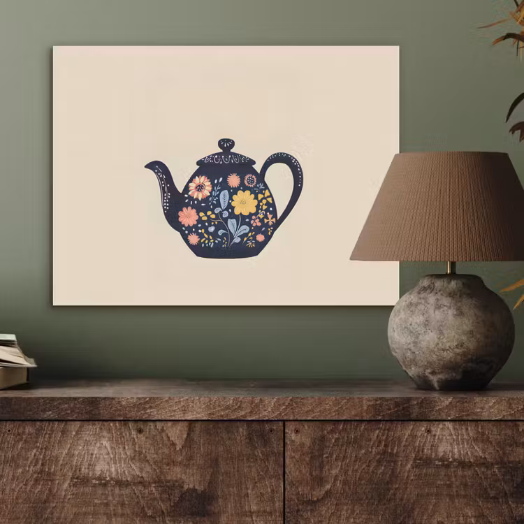 Theepot - Kleurrijk - Bloemen PET vilt klein -sfeer2