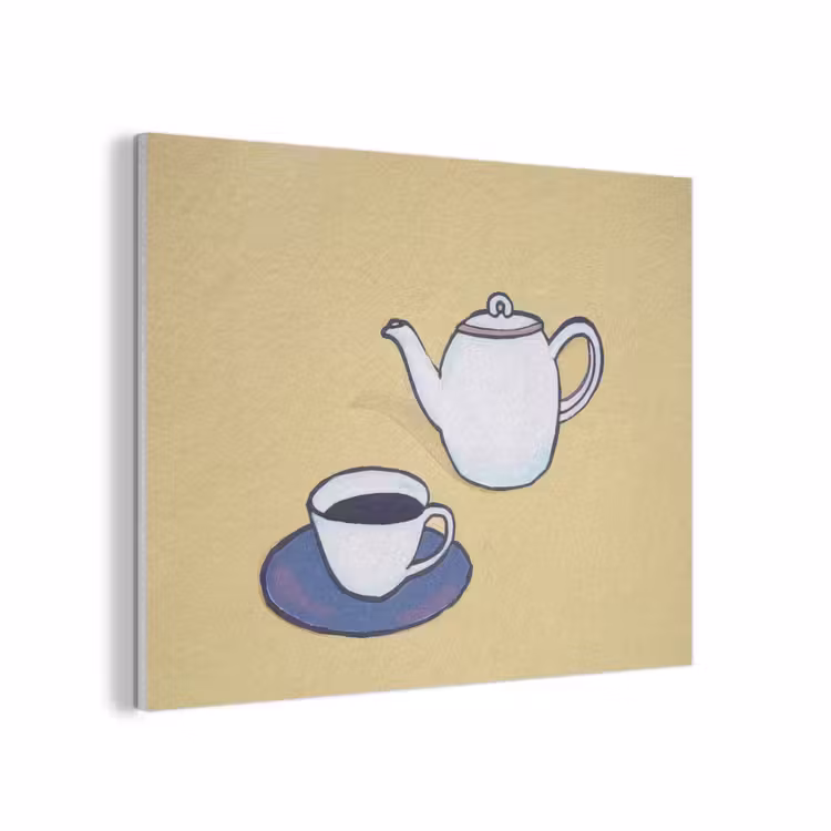Theepot - Kopje - Beige - Illustratie PET vilt klein -3d