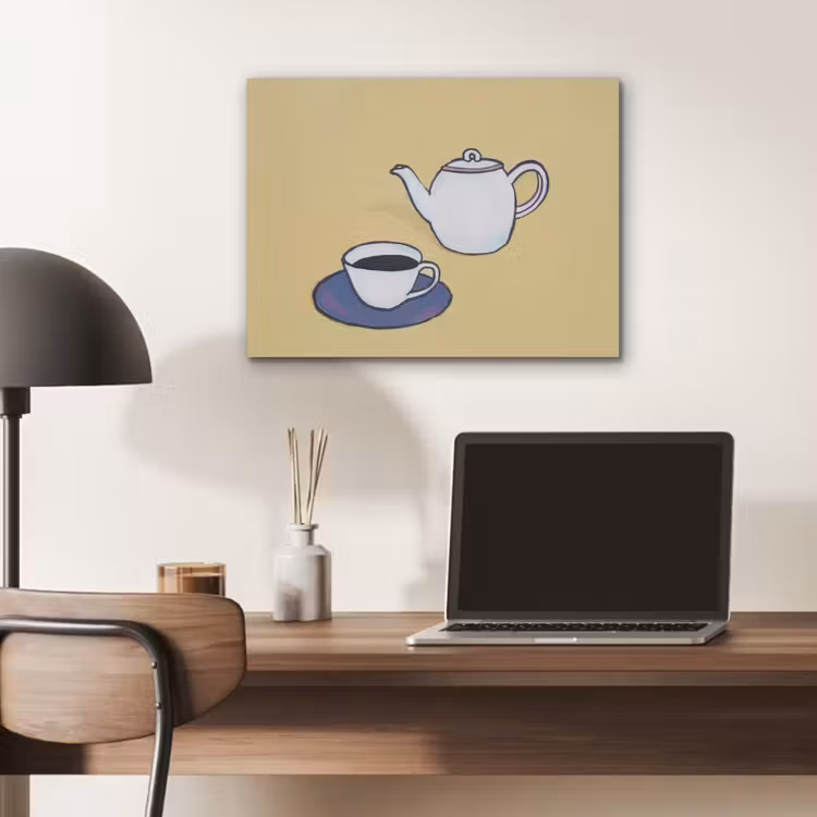 Theepot - Kopje - Beige - Illustratie PET vilt klein -sfeer5
