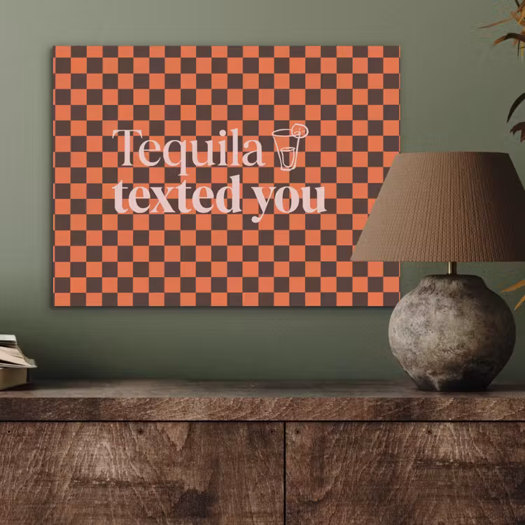 Tequila texted you - Glas - Vierkanten - Oranje PET vilt klein -sfeer2