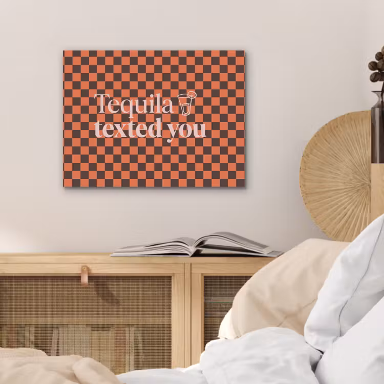 Tequila texted you - Glas - Vierkanten - Oranje PET vilt klein -sfeer3
