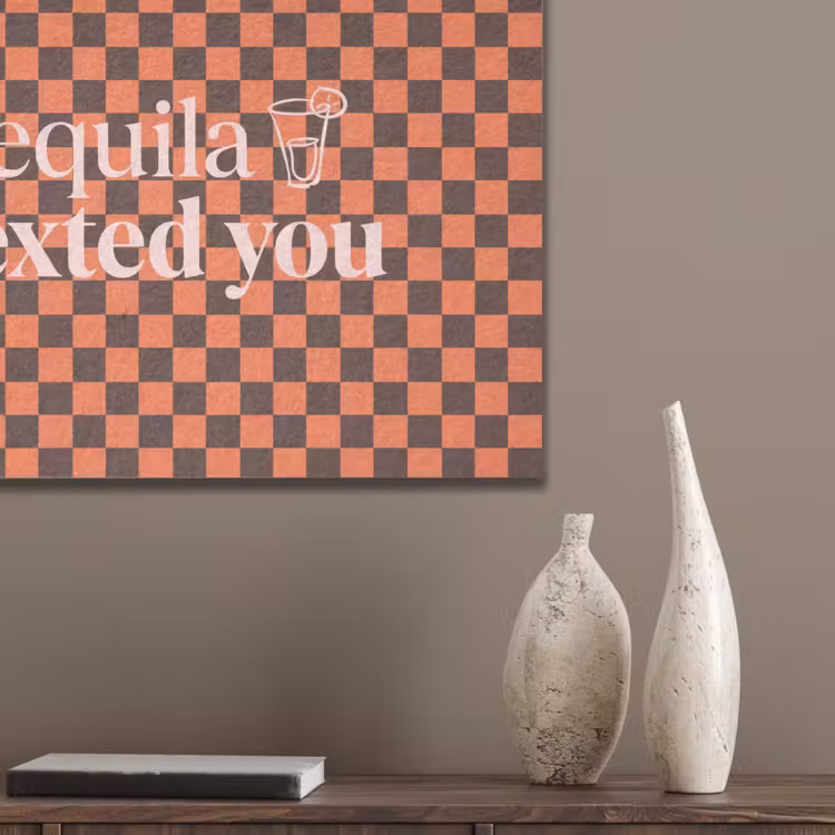 Tequila texted you - Glas - Vierkanten - Oranje PET vilt klein -sfeer6_closeup