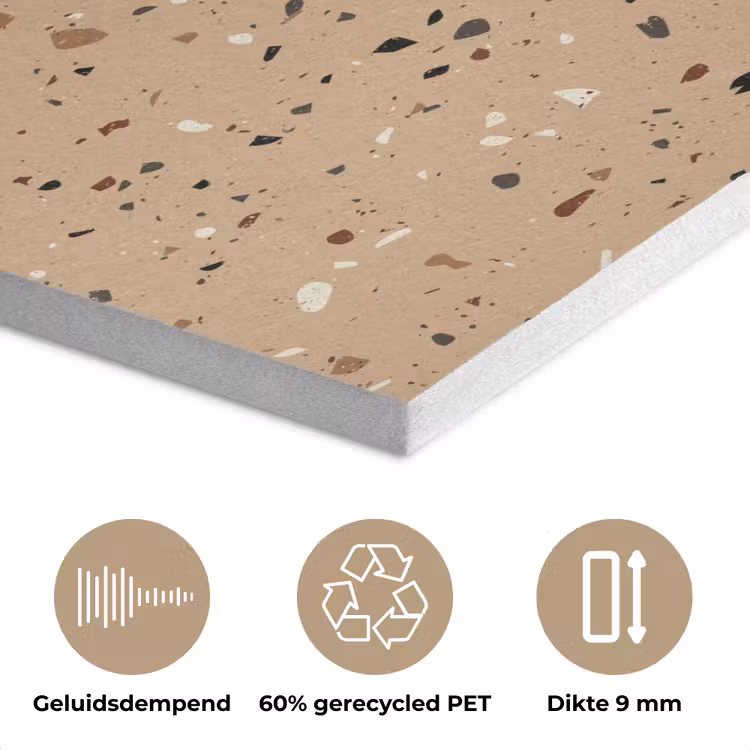 Terrazzo - Patroon - Beige PET vilt klein 837 -closeup_NL