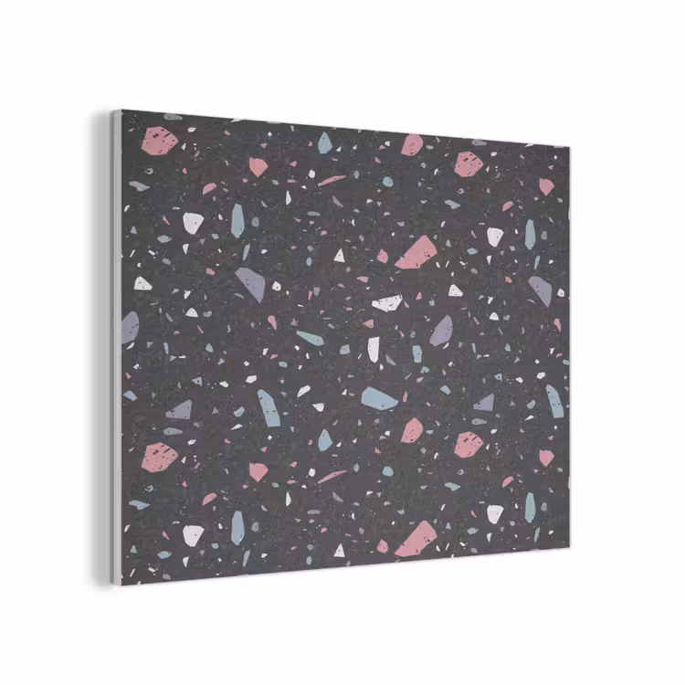 Terrazzo - Patroon - Zwart - Zacht PET vilt klein 837 -3d
