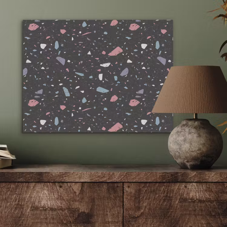 Terrazzo - Patroon - Zwart - Zacht PET vilt klein 837 -sfeer2