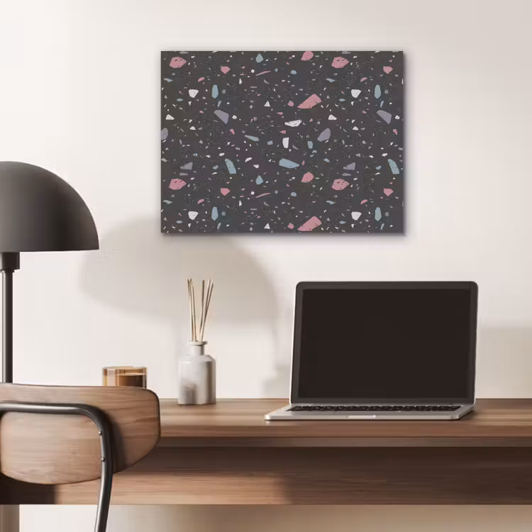 Terrazzo - Patroon - Zwart - Zacht PET vilt klein 837 -sfeer5