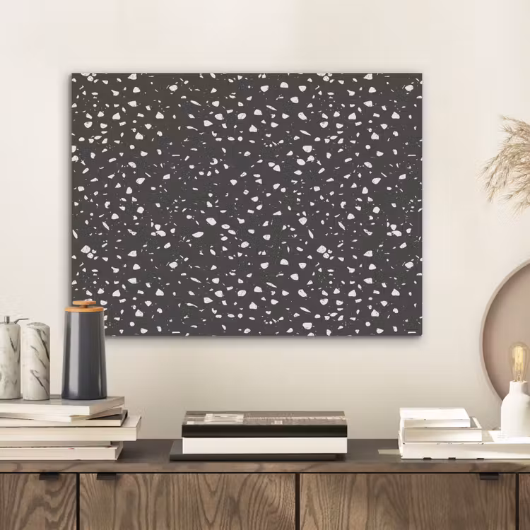 Terrazzo -  Patroon - Zwart - Wit PET vilt klein 837 -sfeer1