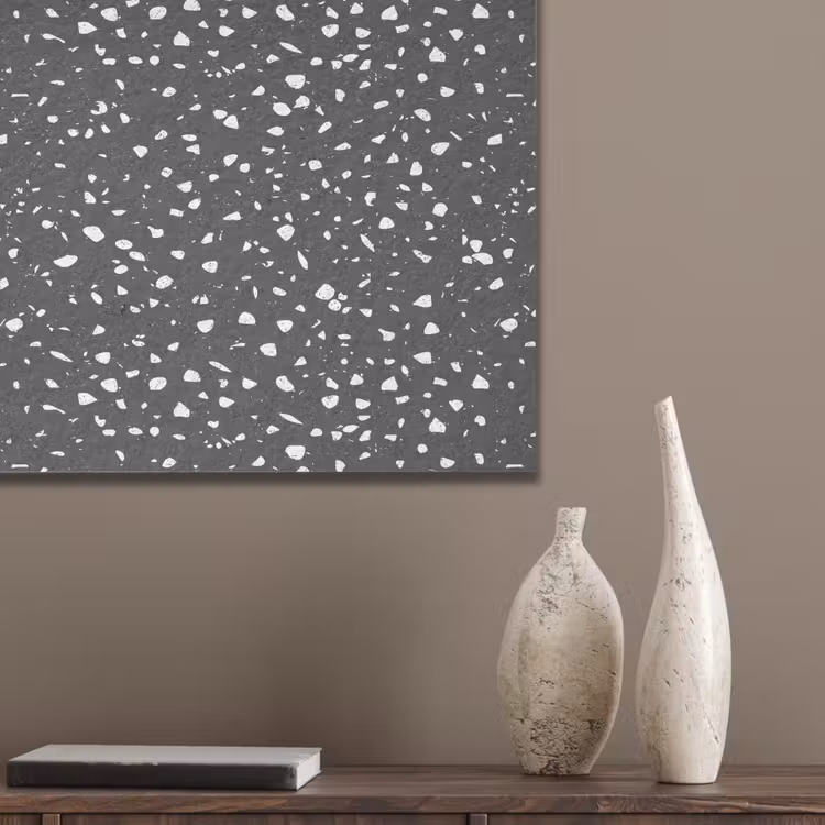 Terrazzo -  Patroon - Zwart - Wit PET vilt klein 837 -sfeer6_closeup