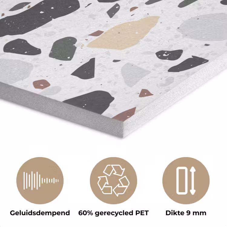 Terrazzo - Patroon - Kleurrijk - Klei PET vilt klein 837 -closeup_NL