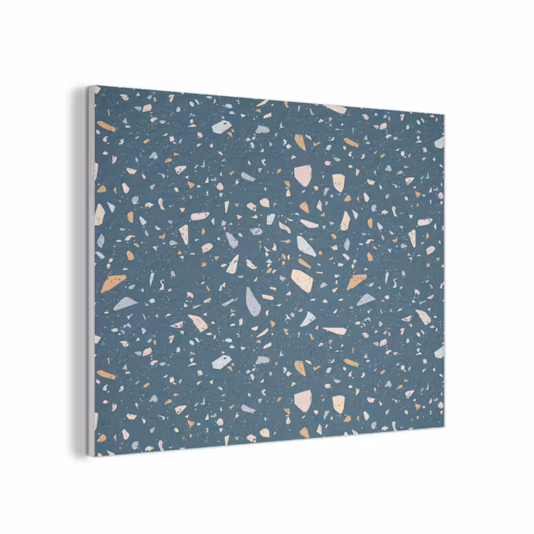 Terrazzo - Patroon - Kleurrijk - Diep blauw PET vilt klein 837 -3d