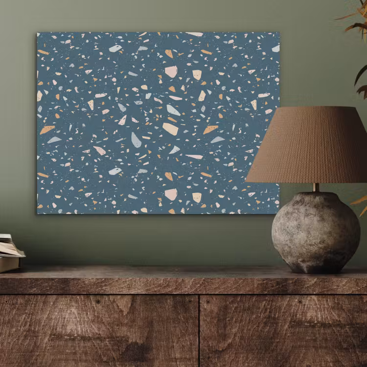 Terrazzo - Patroon - Kleurrijk - Diep blauw PET vilt klein 837 -sfeer2