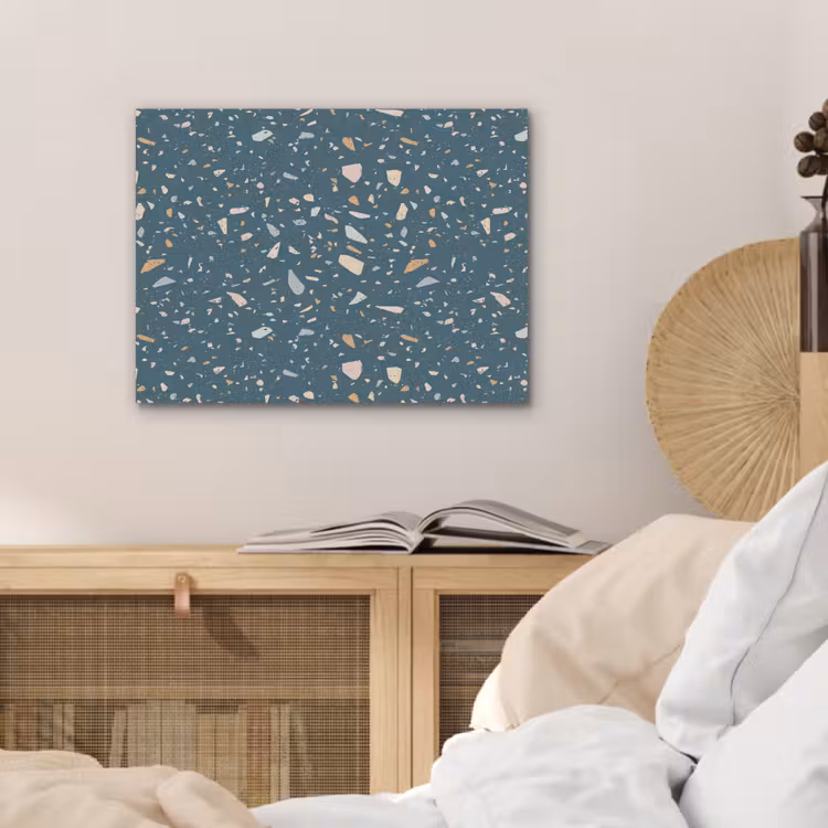 Terrazzo - Patroon - Kleurrijk - Diep blauw PET vilt klein 837 -sfeer3