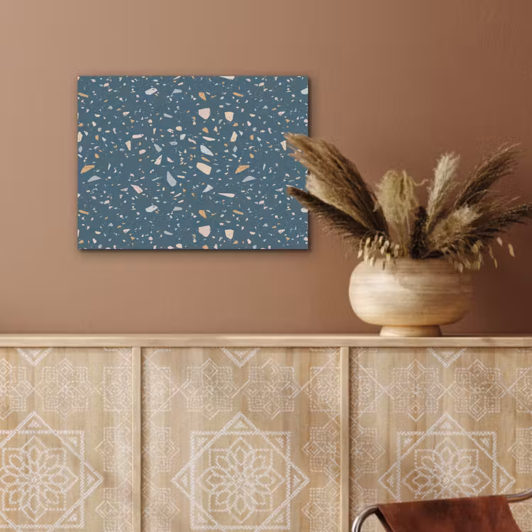 Terrazzo - Patroon - Kleurrijk - Diep blauw PET vilt klein 837 -sfeer4