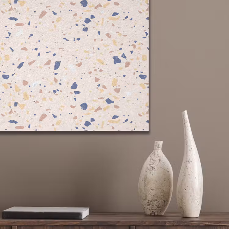 Terrazzo - Patroon - Kleurrijk - Indigo PET vilt klein 837 -sfeer6_closeup