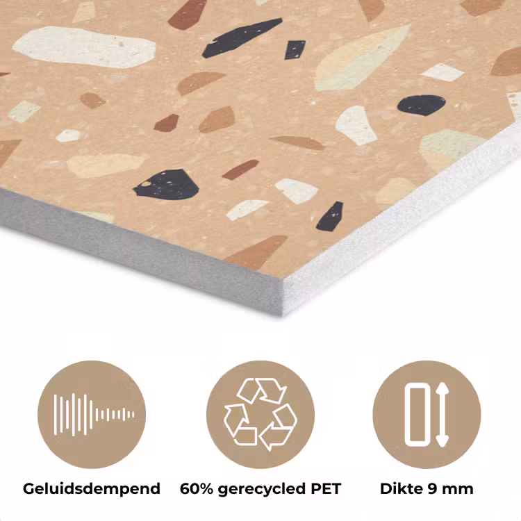 Terrazzo - Patroon - Kleurrijk - Oranje PET vilt klein 837 -closeup_NL