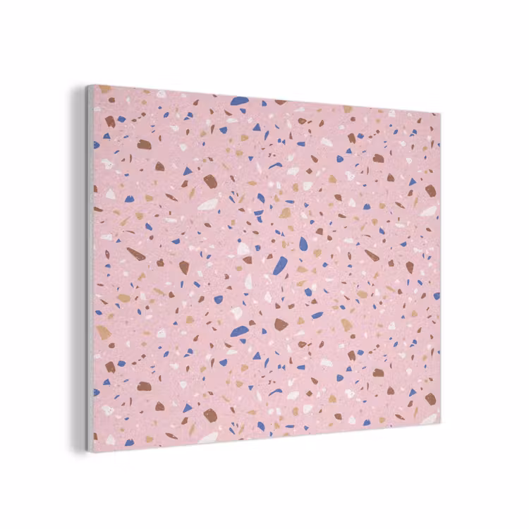 Terrazzo - Patroon - Kleurrijk - Roze PET vilt klein 837 -3d