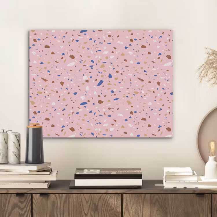 Terrazzo - Patroon - Kleurrijk - Roze PET vilt klein 837 -sfeer1