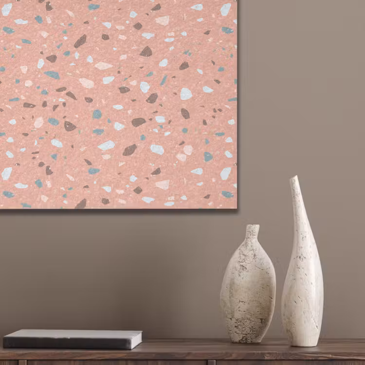 Terrazzo - Patroon - Kleurrijk - Roze - Blauw PET vilt klein 837 -sfeer6_closeup