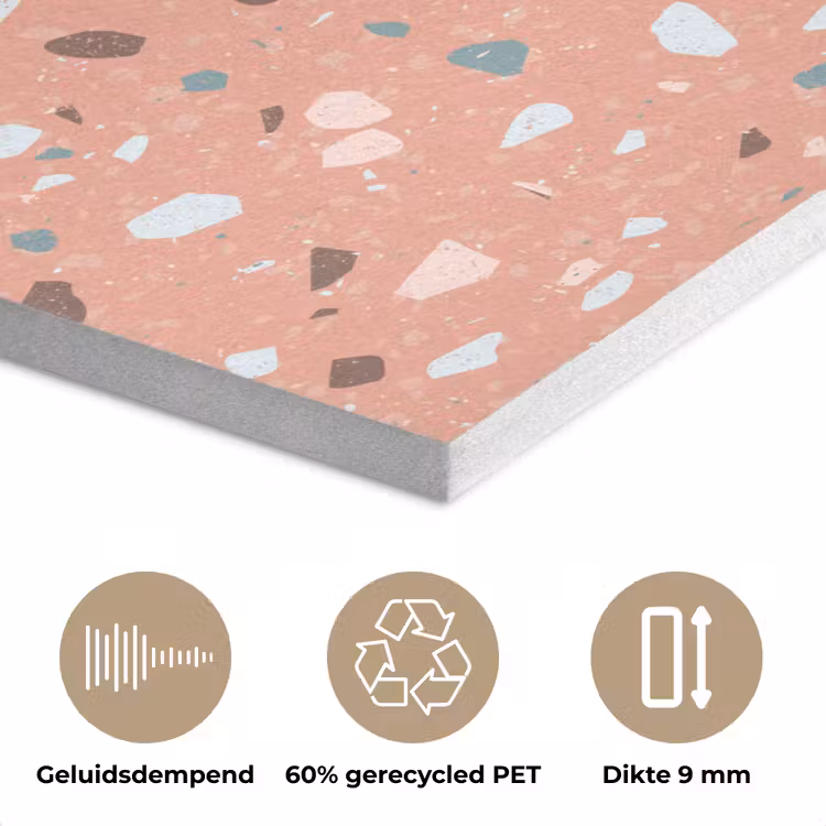 Terrazzo - Patroon - Kleurrijk - Roze - Blauw PET vilt klein 837 -closeup_NL