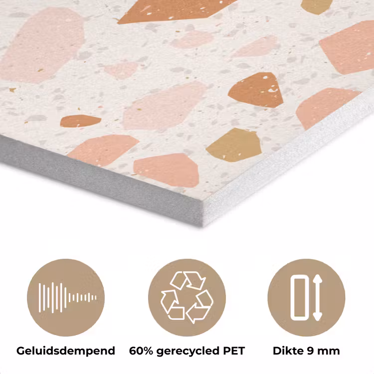 Terrazzo -  Patroon - Kleurrijk - Zalm PET vilt klein 837 -closeup_NL