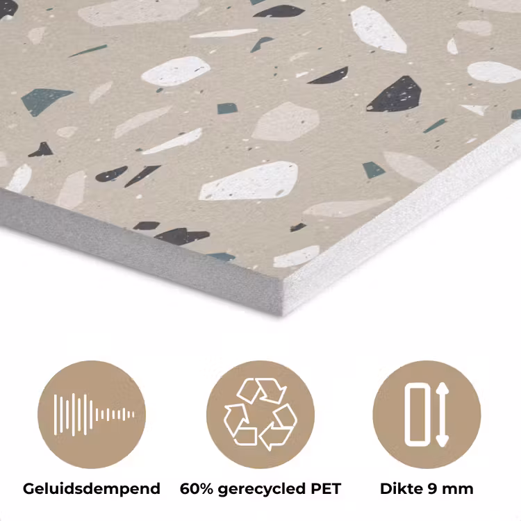 Terrazzo - Patroon - Groen PET vilt klein 837 -closeup_NL