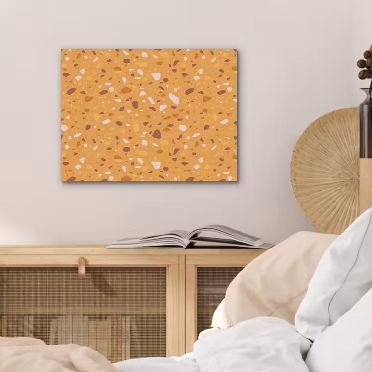 Terrazzo - Patroon - Okergeel PET vilt klein 837 -sfeer3